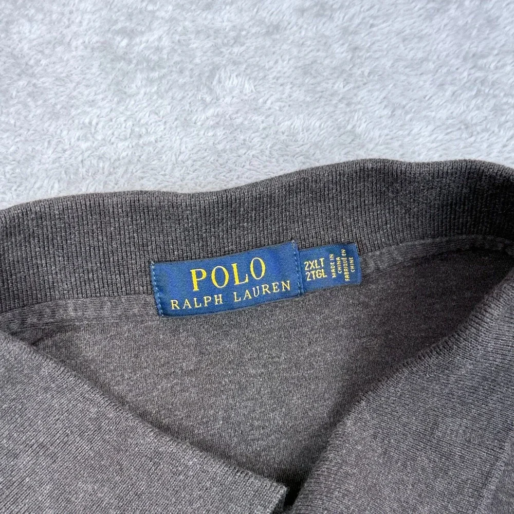 Polo Ralph Lauren Polo Shirt Men 2XLT Gray Jersey Knit Cotton Golf Soft 2XL Tall